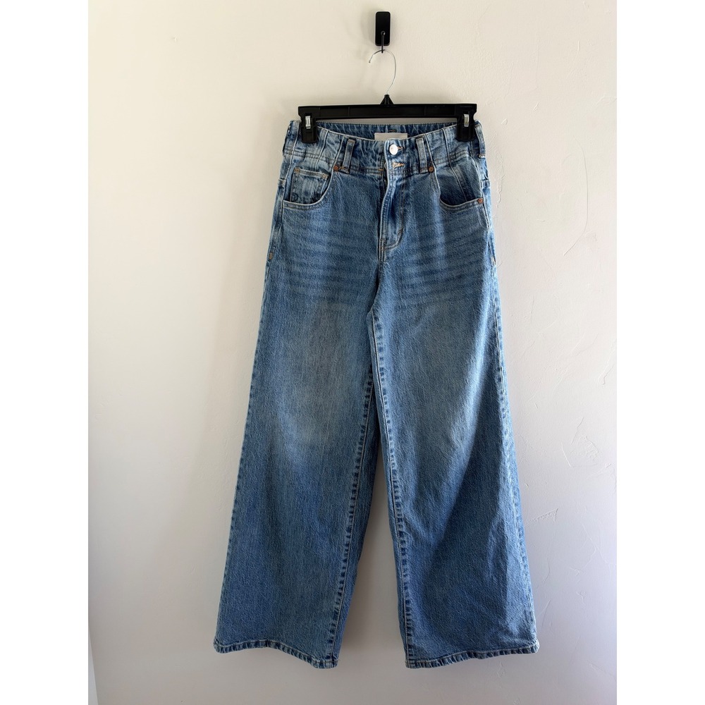 Habitual Womens High Rise Wide Leg Jeans Medium Wash Size 0 25 Elastic Waist